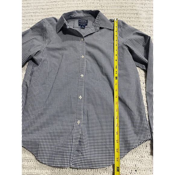 Chaps Classics Button Up Shirt Gingham Womens Sz Small No Iron Cotton Plaid Blue - Picture 2 of 9